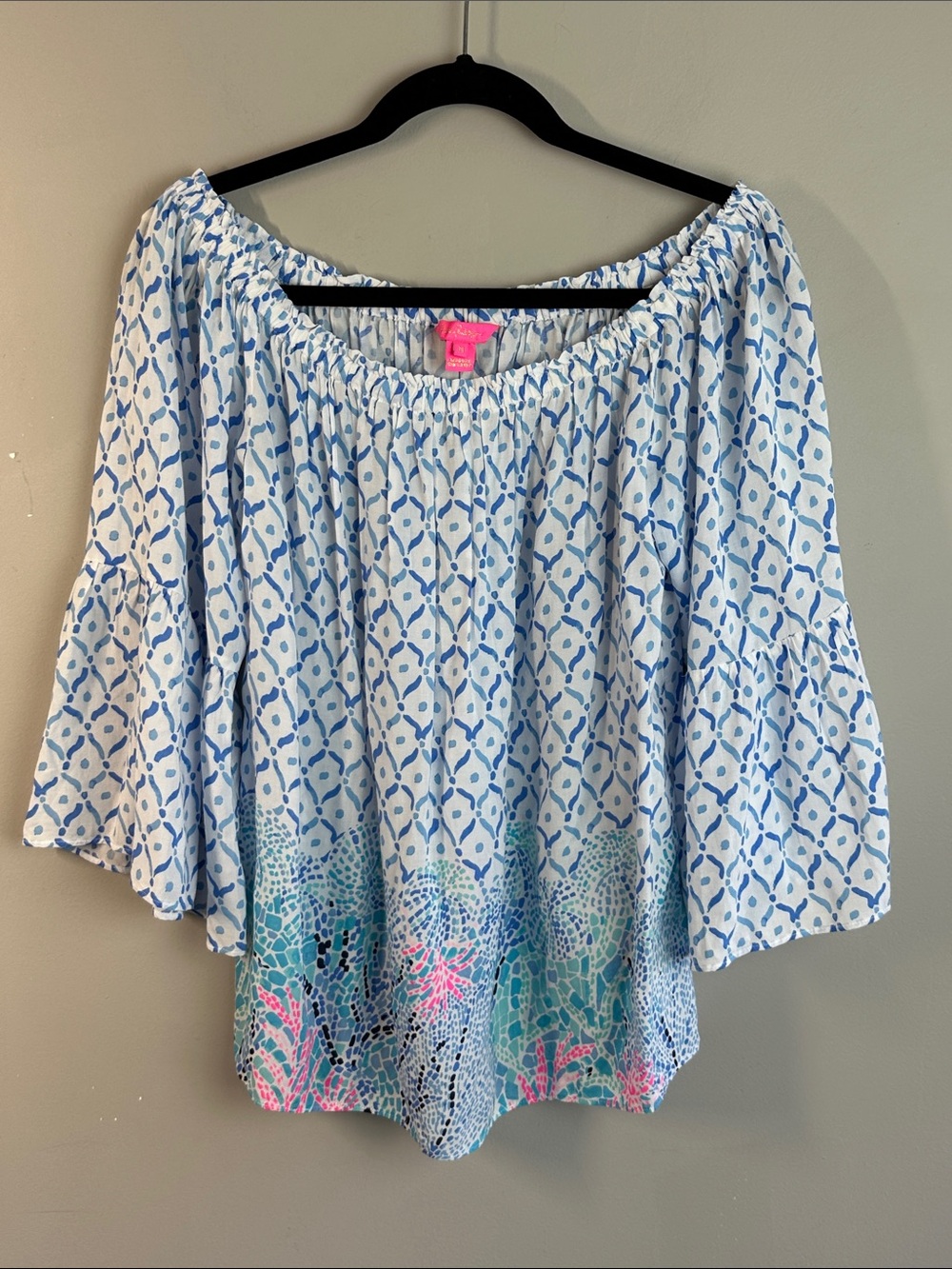 Lilly Pulitzer Nevie Off The Shoulder Blouse Size M Beach Resortwear - Picture 5 of 11
